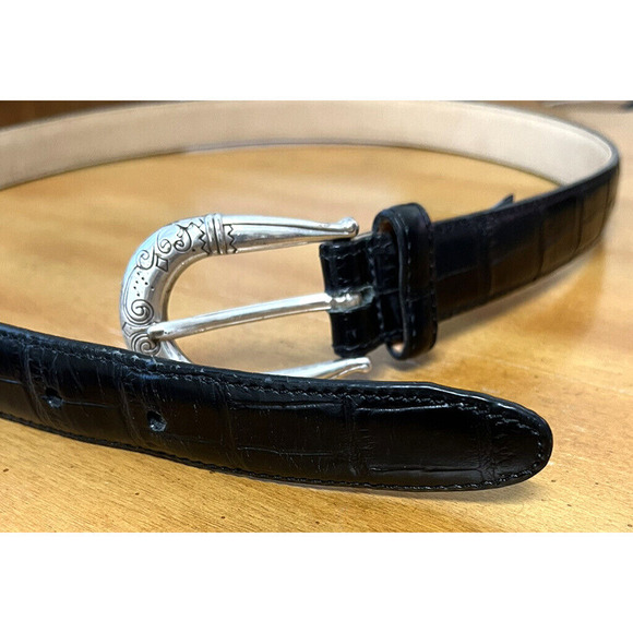 Vtg Brighton Womens Belt Size L Croc Embossed Ornate Buckle Western 41803 34" - Picture 8 of 8